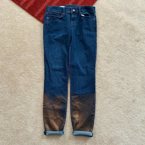 Gap 1969 26R Denim Legging Jean Metallic Dipped Hem Actual W 27 x I 28 3/4 - Picture 3 of 12